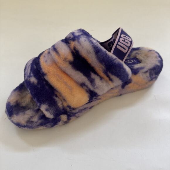 UGG RAINBOW FLUFF YEAH SLIDE Slippers Marble Multicolor Size 11 CLEAN - Picture 9 of 12